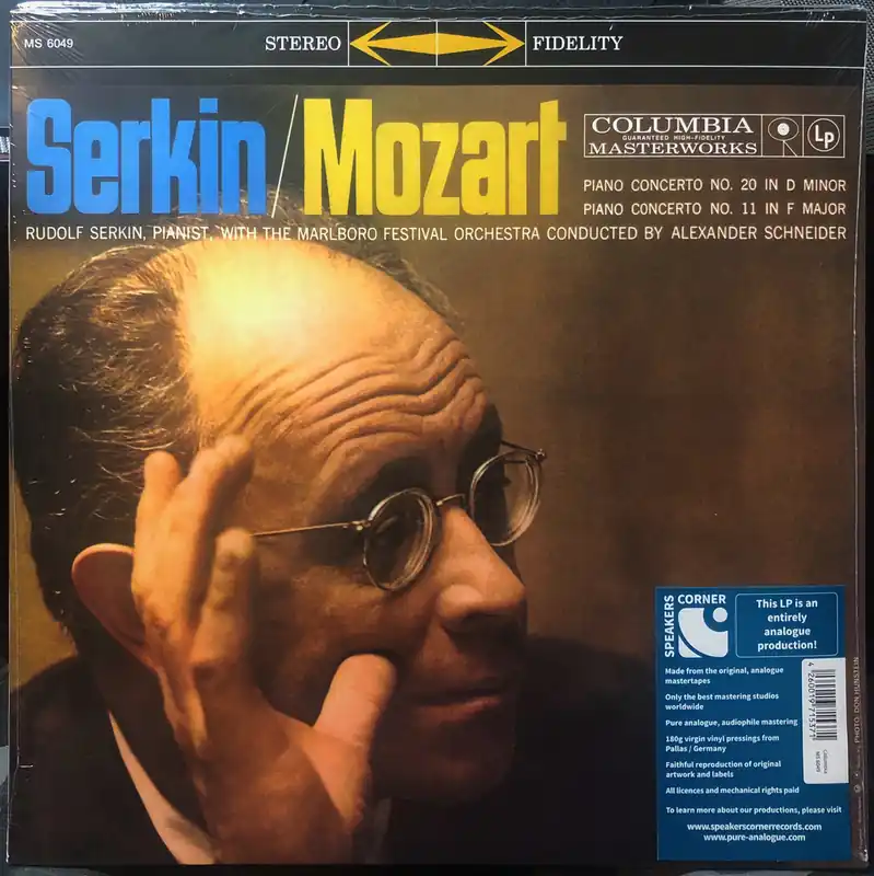 Rudolf Serkin / Alexander Schneider - Mozart ‎– Piano Concertos No. 20 & 11 (1959) - New Lp Record 2017 CBS Speakers Corner Europe Import Vinyl - Classical Holiday Sale