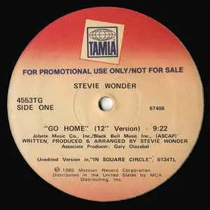 Stevie Wonder ‎– Go Home - VG+ 12" Single Record - 1985 USA Tamla Vinyl - Soul / R&B Certified